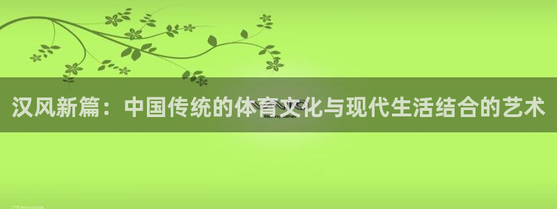 球速体育：汉风新篇：中国传统的体育文化与现代生活结合的艺术